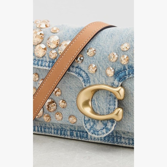 New Coach Tabby 26 Denim Shoulder Bag with Gold Accents - Picture 4 of 6